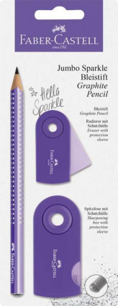 Faber Castell Schreibset Grip Sparkle violett schwarz 4 Teile 