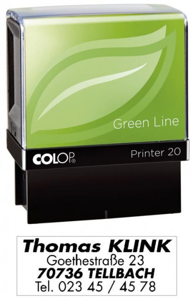 COLOP 20 Stempel Green Line selbstfärbend max. 4 Zeilen 14 x 38 mm