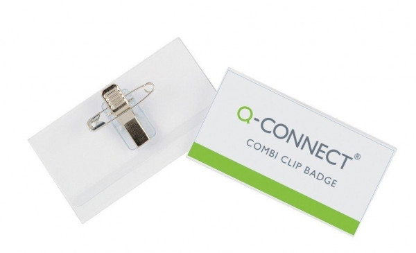 Q-CONNECT Namensschilder mit Kombiklemme 90 x 54 mm 50 Stück